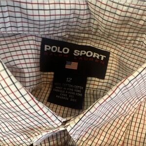 Polo Sport  Ralph Lauren Men's White Red And Green‎ button Up Shirt Size 12